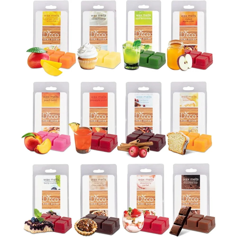 D'Eco, Scented Wax Melts Variety Pack, 12 assorted cube sets