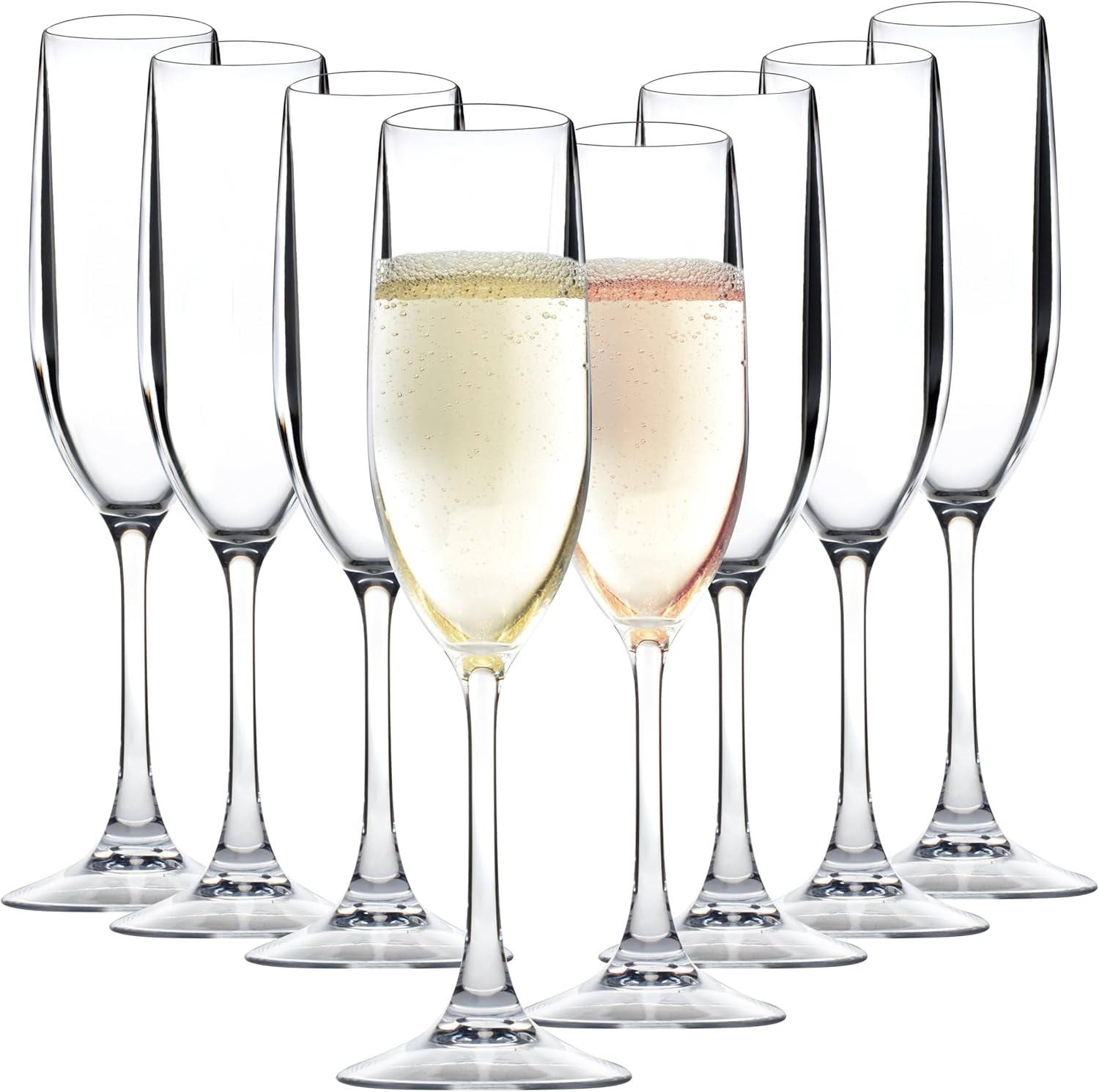 D'Eco Unbreakable 12 oz Champagne Flutes (Set of 8) 100% Tritan Reusable Mimosa & Champagne Glasses - Perfect Cocktail Glasses for Hosting Parties Indoors & Out - Great Graduation Gift