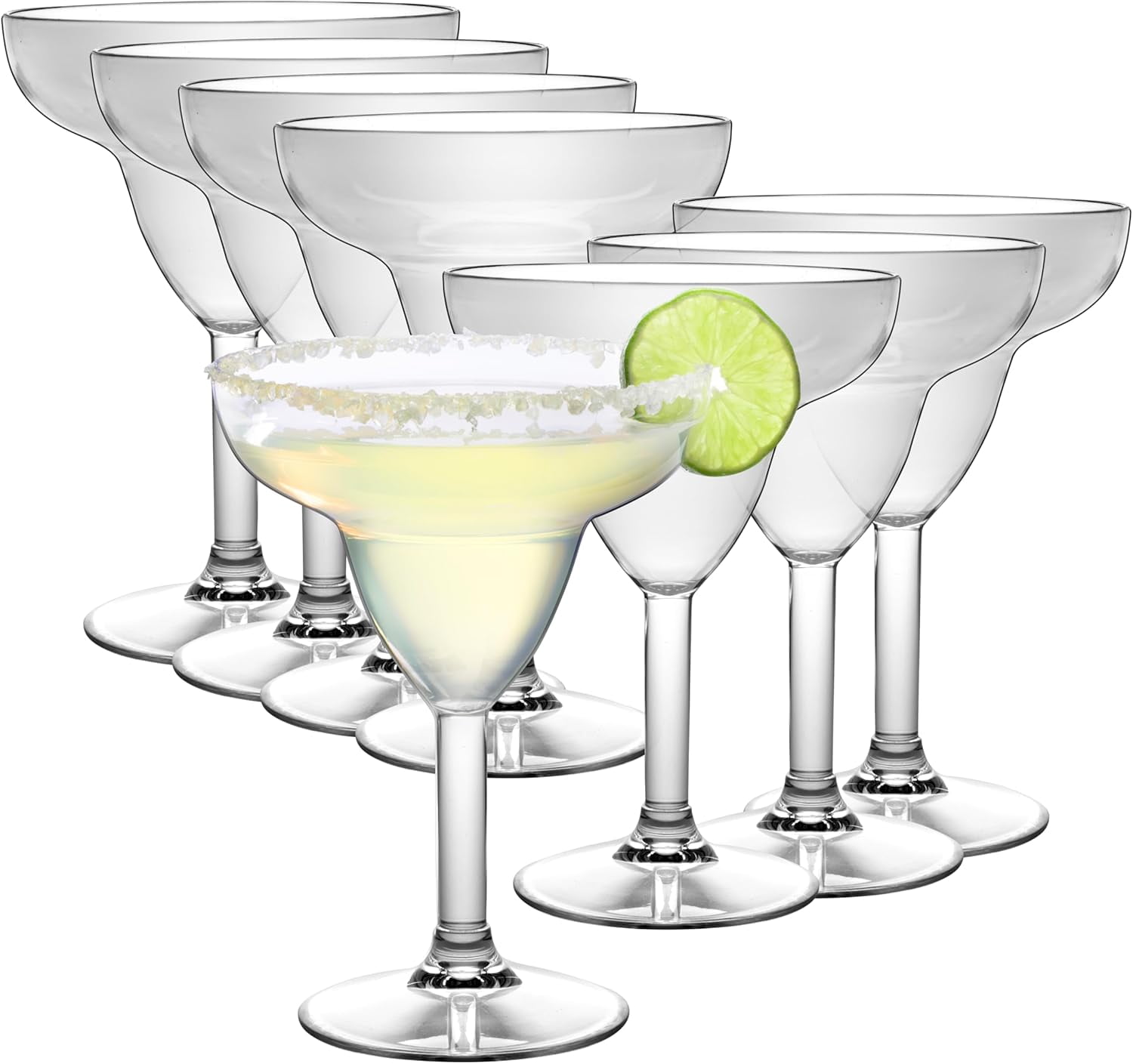 Clear Tritan Unbreakable Stemmed Margarita Glasses Set of 8