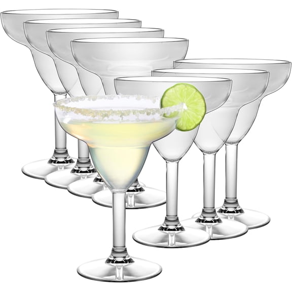 D'Eco Unbreakable Margarita Glasses (Set of 8, 12 oz Tritan Glassware)- Reusable Shatterproof Drinkware for Tequila & Margs - Great for Hosting & Parties