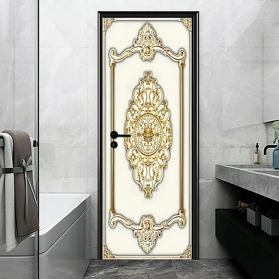 D European Church Landscape Entrance Door Sticker Adhesive Wallpaper Shower Room Glass Film Art Mura