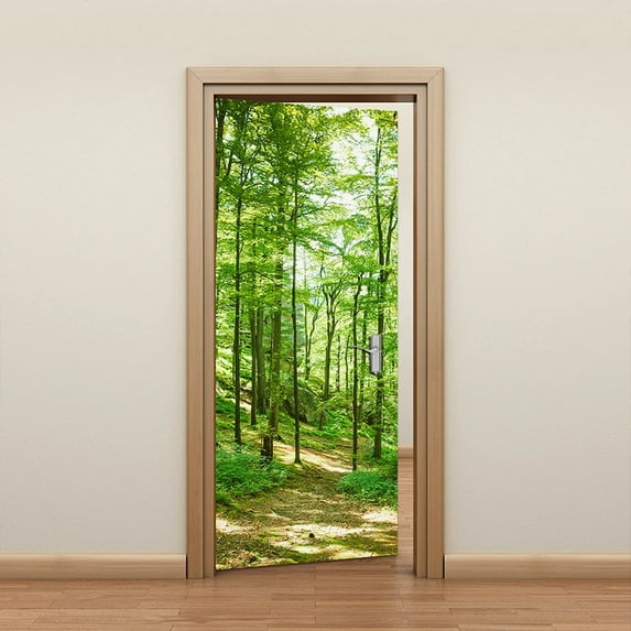 D European Church Landscape Entrance Door Sticker Adhesive Wallpaper Shower Room Glass Film Art Mura