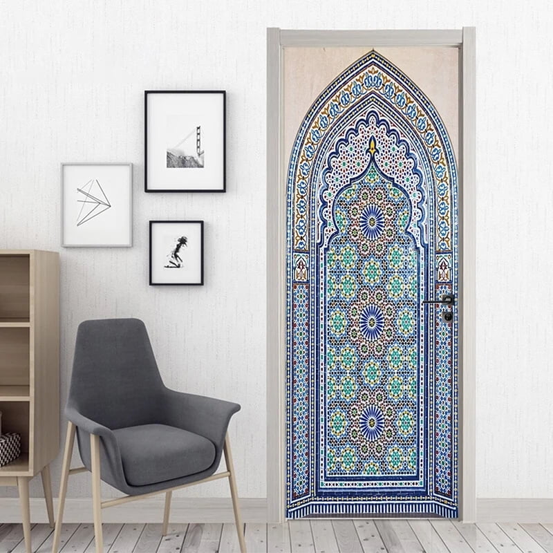 D European Church Landscape Entrance Door Sticker Adhesive Wallpaper ...