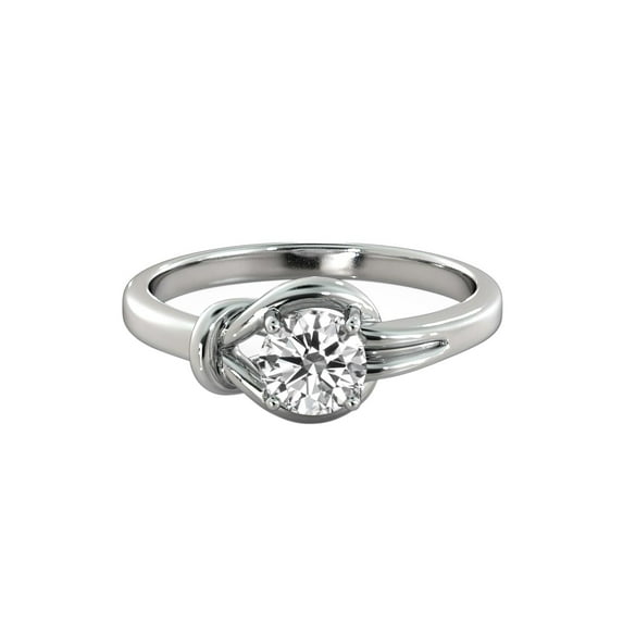D-F VS 6.00MM Moissanite Engagement Ring (0.68 ct Moissanite Weight, 0.75 ct dew) Knot 4 prongs 14K Gold