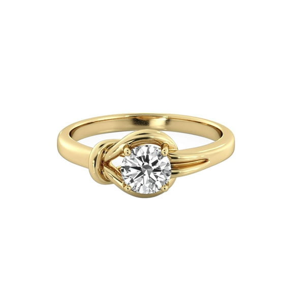 D-F VS 6.50MM Moissanite Engagement Ring (0.88 ct Moissanite Weight, 1.00 ct dew) Knot 4 prongs 14K Gold
