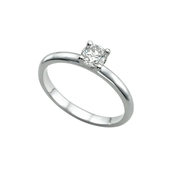 D-F VS 6.50MM Moissanite Engagement Ring (0.88 ct Moissanite Weight, 1.00 ct dew) Plain Classic 14K Gold
