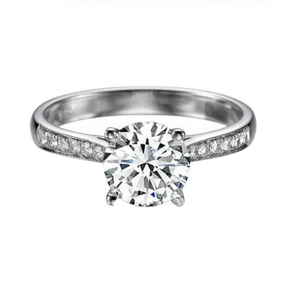D-F VS 7.50MM Moissanite Engagement Ring With Diamonds (1.35 ct Moissanite Weight, 1.62 ctw dew) Channel Set Cathedral 14K Gold