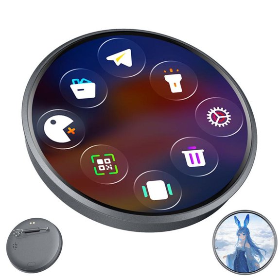D.FAMILY 1.7-Inch Smart Badge with Touch Screen, Customizable Display for Anime Fans, Bluetooth Photo/Video Player