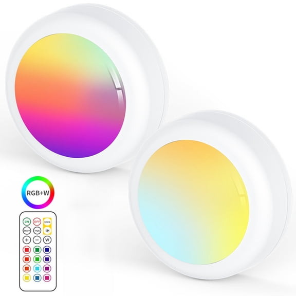 D.FAMILY 13-Color Remote Cabinet Light - 2-Pack RGB+W Touch Control Under-Cabinet Lighting