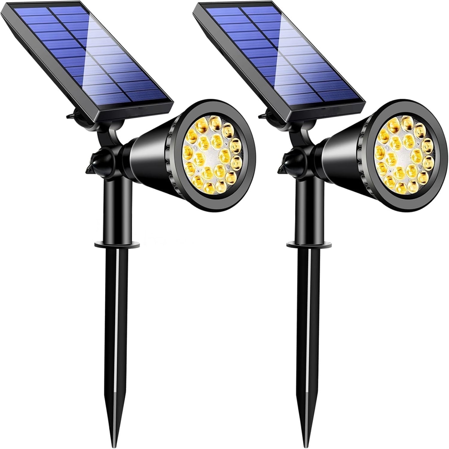 D.FAMILY 2-Pack 1800LM Solar Spot Lights, IP65 Waterproof 18-LED Outdoor Lights