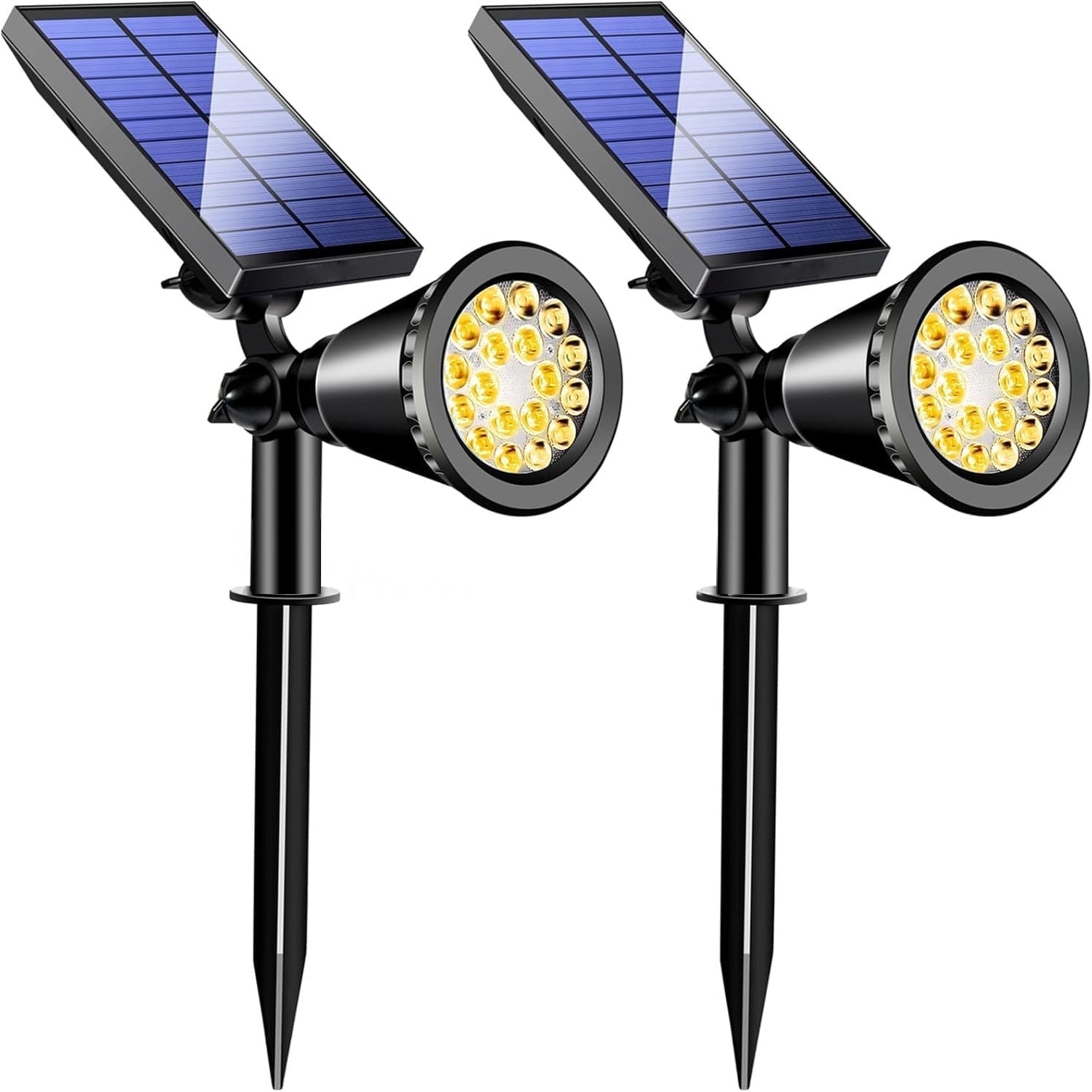 D.FAMILY 2-Pack 1800LM Solar Spot Lights, IP65 Waterproof 18-LED Outdoor Lights