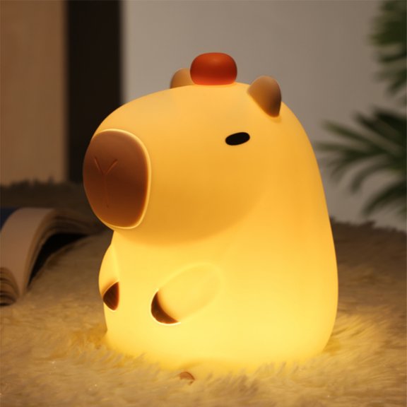 D.FAMILY Capybara Night Light, Creative Silicone Bedside Lamp with Soft Glow for Bedroom