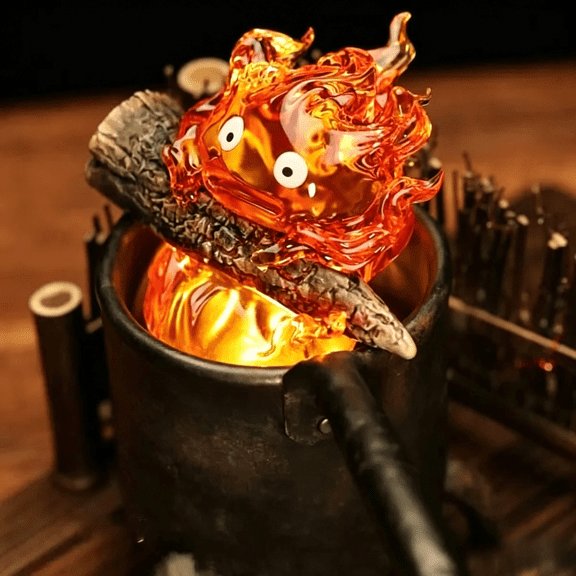 D.FAMILY Dark Fantasy Glowing Heart of Fire Prop - Replica Flame Core LED Light, Game Inspired Collectible Model for Gaming Room Desk Decor, USB Powered