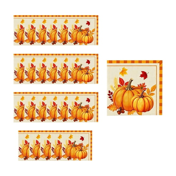 D Fall Pumpkin Harvest Disposable Paper Plates Cups And Napkins Set For Thanksgiving Party Tableware Supplies Paper