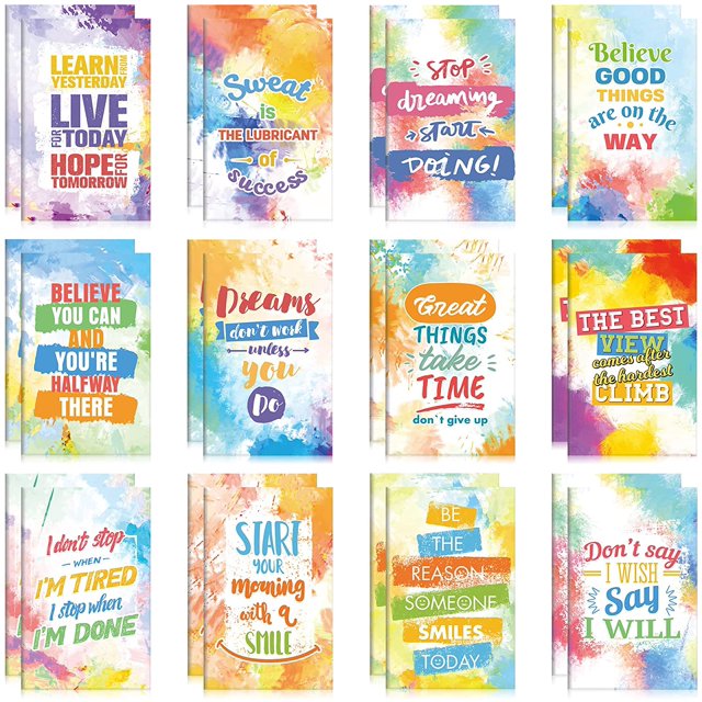DFantiX 24 Pcs Inspirational Notepads Small Pocket Notebook, Colorful