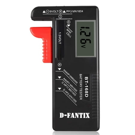 D-FantiX Digital Battery Tester for AAA AA C D 9V 1.5V, Household Battery Checker Tester for Small Batteries Button Cell (Model: BT-168D)