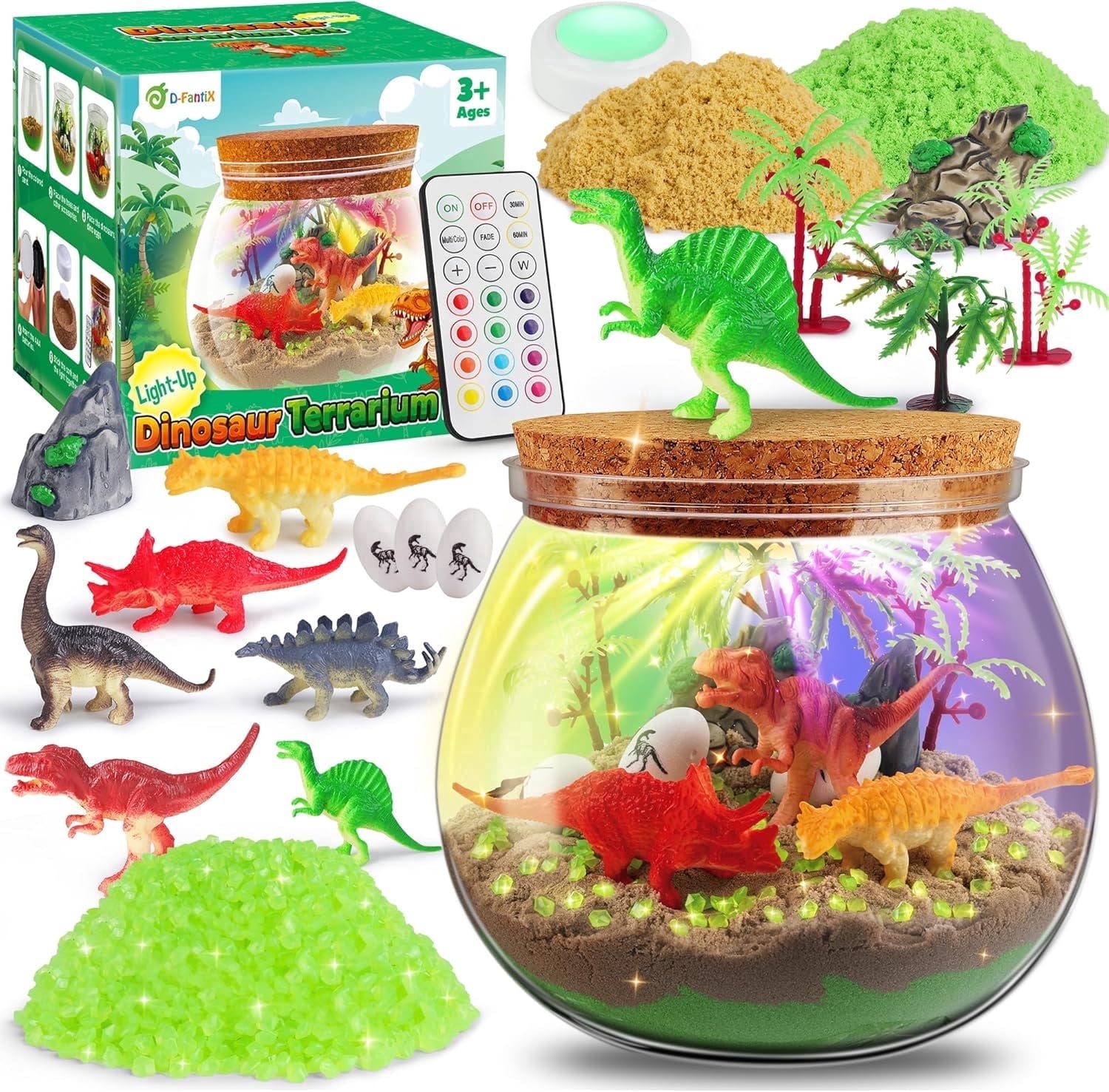 D-FantiX Dinosaur Terrarium Kit with LED Night Light and DIY Arts ...