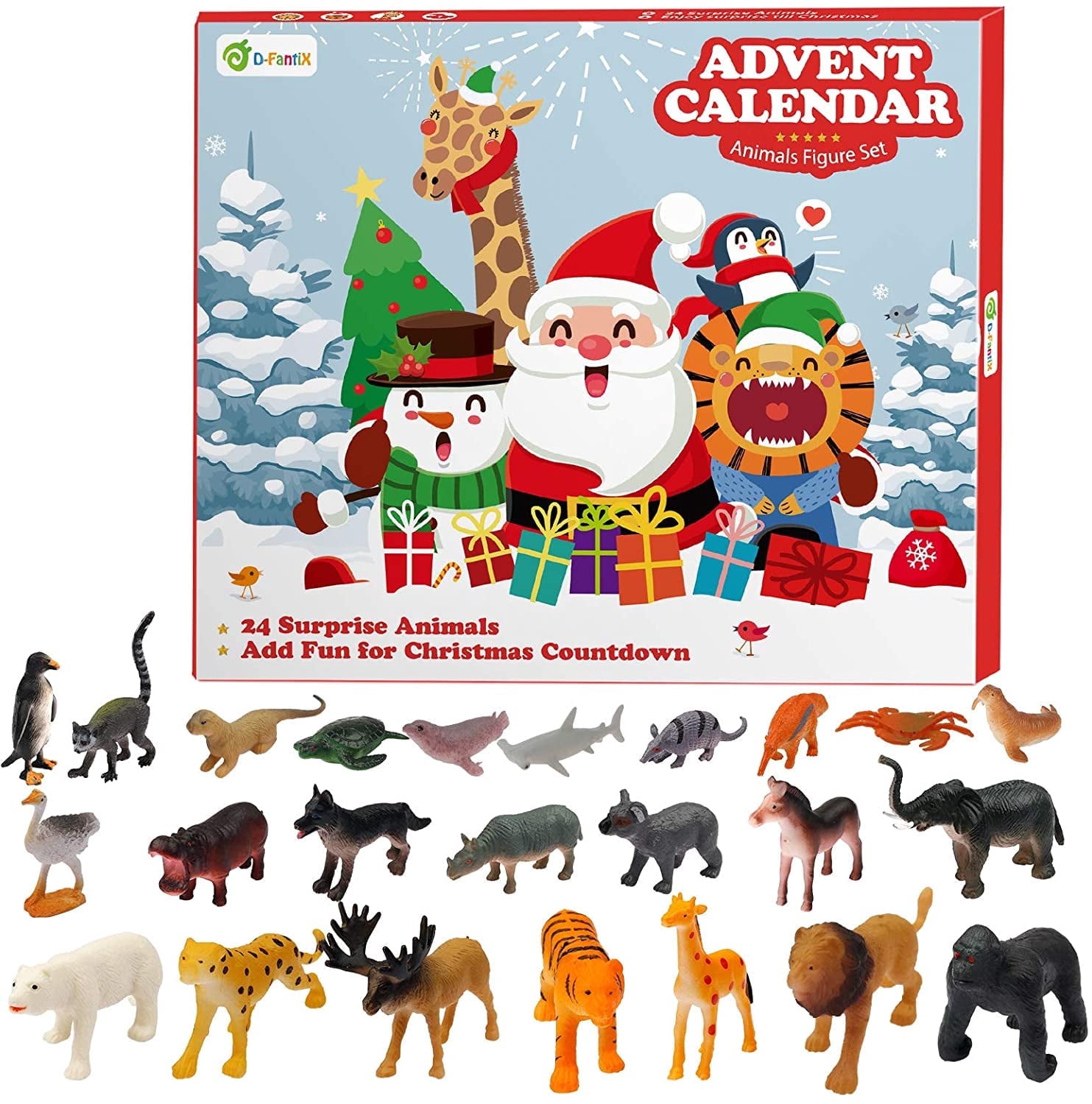 D-FantiX Kids Animals Figures Toys Advent Calendar for Kids, 2025