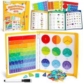 D-FantiX Large Magnetic Fraction Educational Puzzle for Kids Ages 3-8, Fraction Tiles & Circles Set, Math Manipulatives and Elementary Math Games