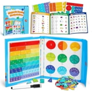 D-FantiX Magnetic Fraction Educational Puzzle for Kids Ages 3-8, Fraction Tiles & Circles Set, Math Manipulatives, Montessori Fraction Learning Toys for Kids Students Homeschool Supplies