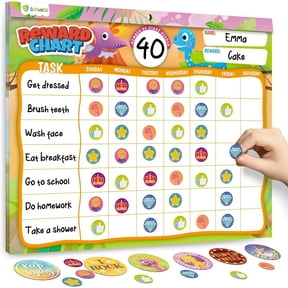 D-FantiX Reward Chart for Kids - Pad with 27 Chore Charts, Magnetic Behavior Chart for Kids at Home, Sticker Chart to Motivate Responsibility and Good Habits, 2328 Incentive Stickers