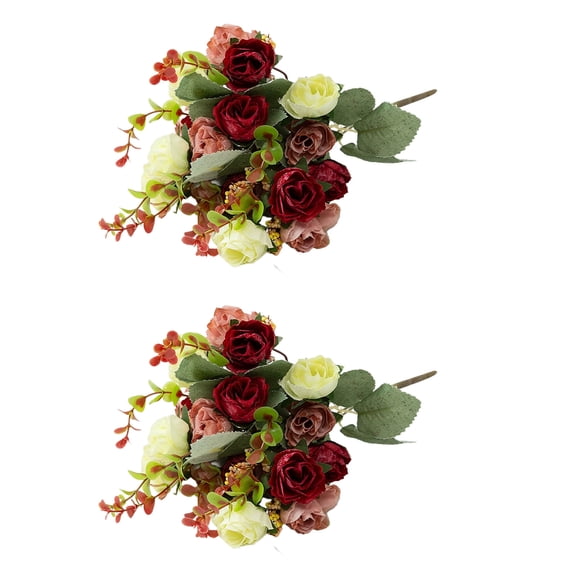 D Faux Rose Bud Stems For Home Decoration Wedding Centerpiece Table Arrangement Decorative Display 12.20 Inches Tall