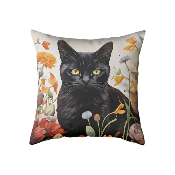 D Flock Pillowcase Decorative With Cat Flower Print For Sofa Living ...
