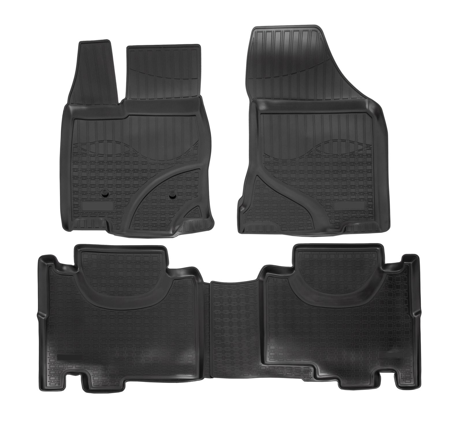 D Floor Mats for 2007-2014 Ford Edge (U387) / 2007-2015 Lincoln MKX (U388) Heavy Duty, Custom Fit, All Weather Liner Front & 2nd Row Full Set Rubber, Black