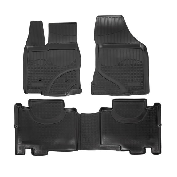 D Floor Mats for 2007-2014 Ford Edge (U387) / 2007-2015 Lincoln MKX (U388) Heavy Duty, Custom Fit, All Weather Liner Front & 2nd Row Full Set Rubber, Black