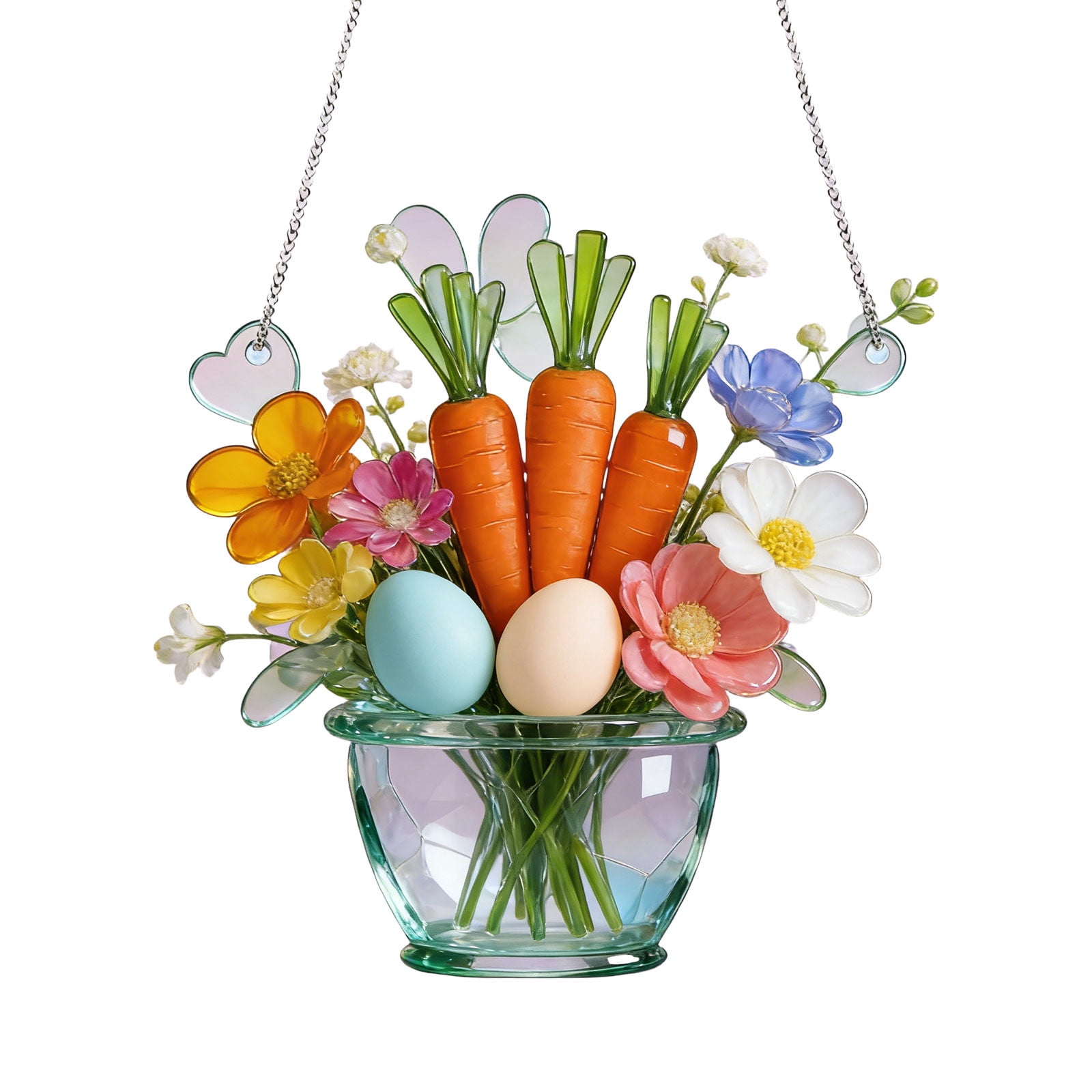 D Flower Egg Stained Glass Style Acrylic Window Hanging 20Cm Easter Sun ...
