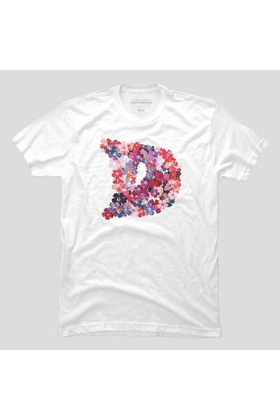 D-Flowers Floral Monogram Initial Graphic T-shirt M2982910, Up to Size 5XL