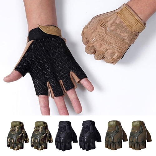 D-GROEE 1 Pair Fingerless Gloves Half Finger Hunting Shooting Cycling  Motorcycle Hiking Climbing Driving Work Gloves 