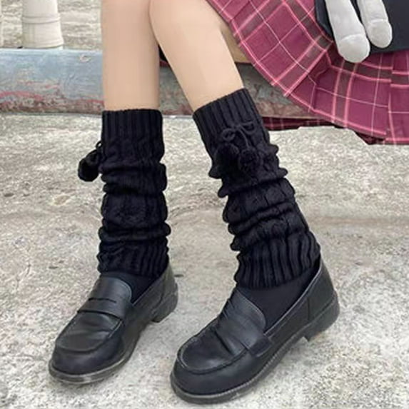 D-GROEE 1 Pair Lolita Leg Warmers Women Gothic Knit Long Socks Leggings Gaiters Knee Goth Winter Cuff Ankle Heap Sock