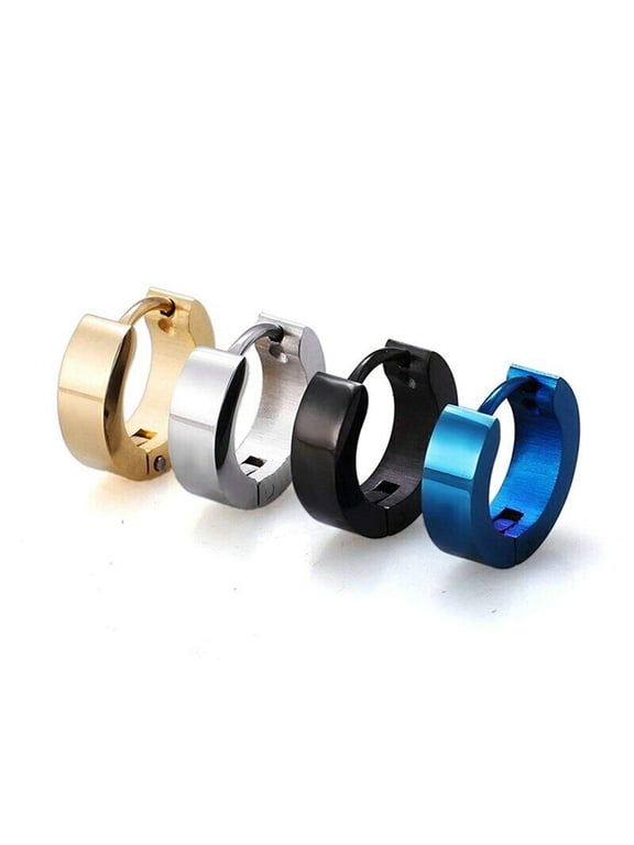 1 Pair Stainless Steel Mens Hoop Earrings Piercings Huggie Hypoallergenic