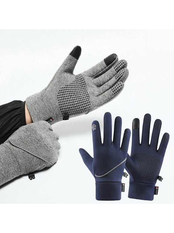 1 Pair Winter Gloves, Windproof Warm Touchscreen Plush Lining Gloves Men Women For Cycling Running Outdoor Activities