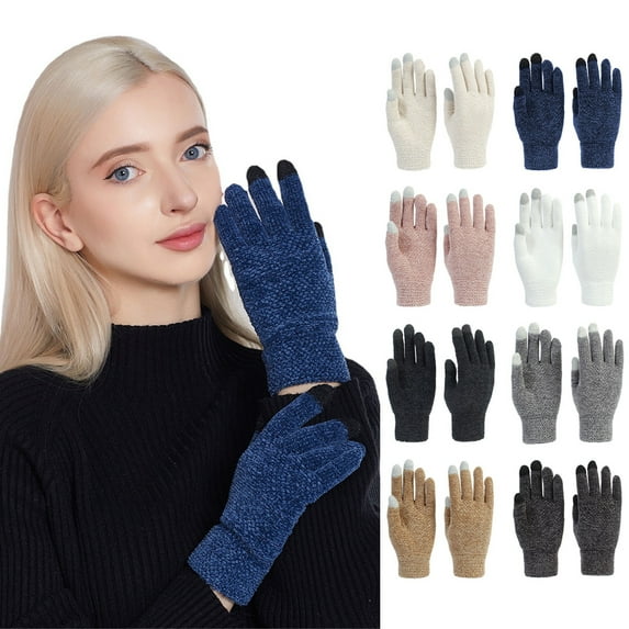 D GROEE 1 Pair Winter Gloves for Women Anti Slip Gloves Elastic Cuff Thermal Soft Knit Cycling Skiing Girls Gloves for Winter