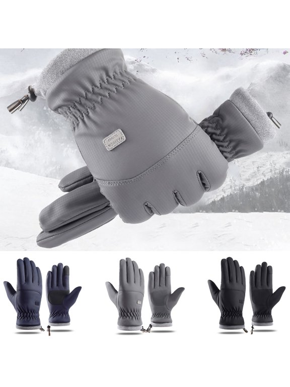 D GROEE 1 Pair Winter Thermal Gloves Men Women Windproof Coral Fleece Lining Glove Hands Warm for Hiking Driving Running Bike Cycling