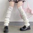 thumbnail image 1 of D-GROEE 1 Pair Women Girls Japanese Style Crochet Wool Ball Loose Knitted Leg Warmers Knee High Boot Stockings, 1 of 8