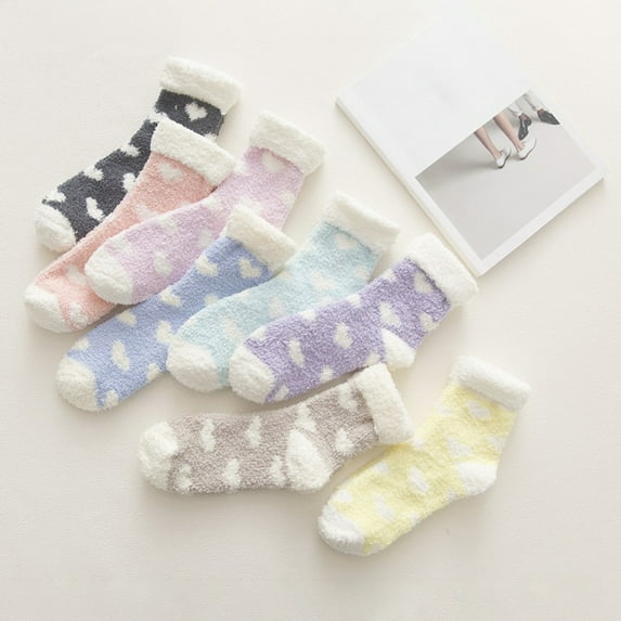 D-GROEE 1 Pair Womens Super Soft Fuzzy Cozy Home Sleeping Socks Coral Fleece Winter Warm Slipper Socks