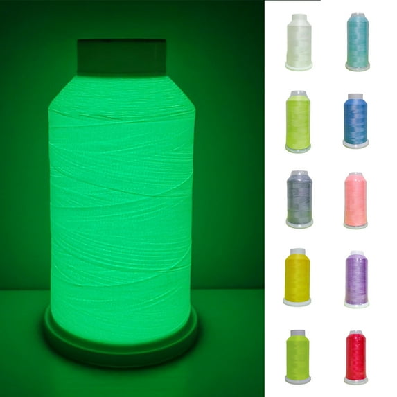 D-GROEE 1 Roll Embroidery Machine Thread Glow in The Dark Thread 8858.26Ft, 150D/2 Polyester Embroidery Threads for Music Festivals, Parties, Raves, and More