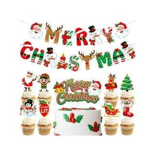  Christmas Party Favors Cake Decorations, Merry Christmas Trees  Toppers Kit Decor, Best Bake Dessert Decor Present for Xmas, Eve Gift  Cupcake Supplies for Kids Holiday : Grocery & Gourmet Food