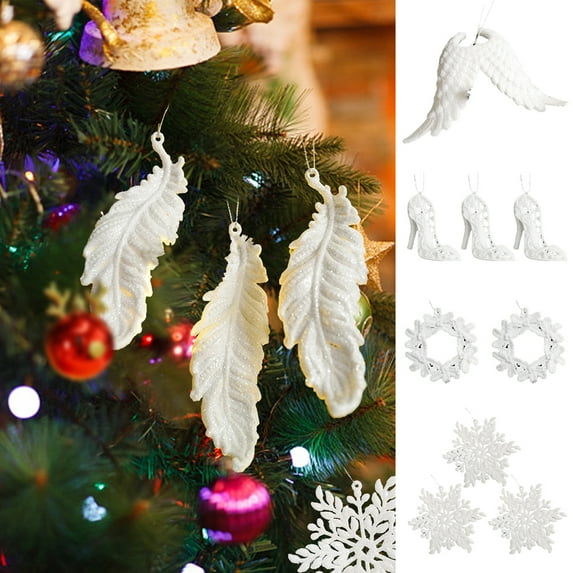 D-GROEE 1 Set Christmas Pendant White Angel Wings Ornament Christmas Tree Hanging Pendant Plastic Various Styles Ornament for Party Favor Home Decoration