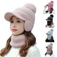 thumbnail image 1 of D-GROEE 1 Set Fashion Women Winter Knitted Hat Thickened Faux Rabbit Fur Pompom Cap with Neck Scarf, 1 of 6