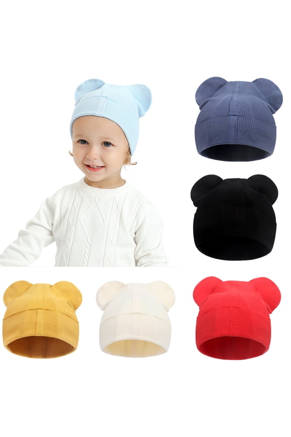 1 Set Newborn Winter Beanie Hats Gloves Kit for Baby Girls Boys Infant Toddler Warm Cotton Hats Glove Autumn Winter