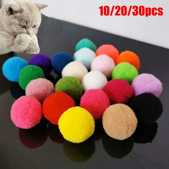 D-GROEE 10/20/30Pcs Cat Toys, Polyester Plush Cat Ball Toys for Indoor Kitten Toys Cat Interactive Toys Foam Balls Chew Toy