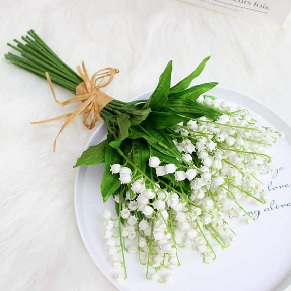 D-GROEE 10PCS Artificial Lily Garden Artificial Lily of The Valley Flowers,Lily of The Valley Artificial Flowers Wedding Holding Flowers Arrangement Bouquet Home Decor