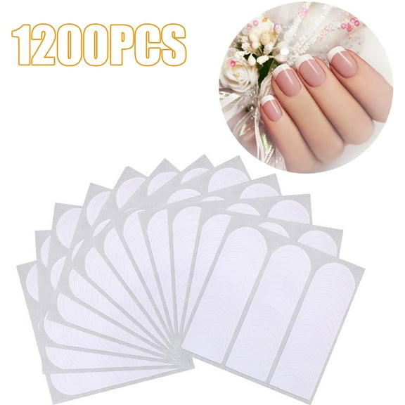 D-GROEE 1200 Pcs Manicure Nail Art Stickers, Self-Adhesive Nail Tips Guides for DIY Decoration Stencil Tools