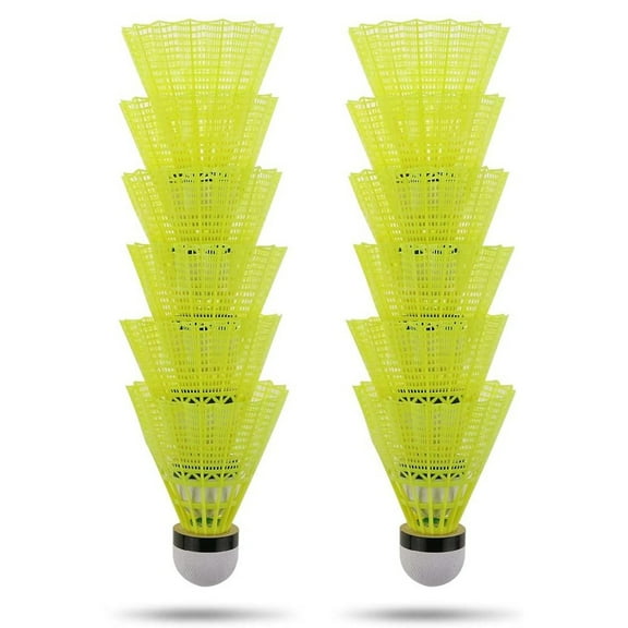 D-GROEE 12Pcs Yellow Badminton Shuttlecocks,Sport Nylon Shuttlecocks -Stable & Durable Sports Training Badminton Balls for Indoor Outdoor Game