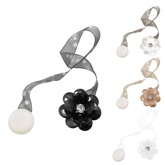 D-GROEE 1Pair Curtain Tiebacks, Magnetic Flower Curtain Clips Buckle, Simple and Elegant Modern Style Decorative Drapery Holdbacks Rope Holder for Home, Office