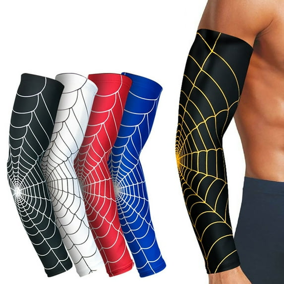 D-GROEE 1Pair UV Sun Protection Spider Web Pattern Arm Sleeves for Men & Women Sports Compression Breathable Sleeve